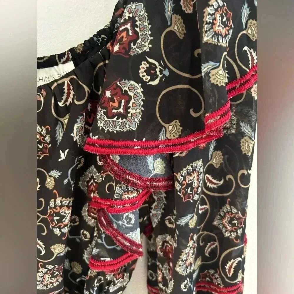NWT SACHIN & BABIN Oliver ruffle floral square neck tie belt sun Anthropologie - Picture 9 of 13